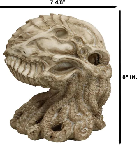Vista 2 de Ebros Gift Figura de escritorio de calavera alienígena The Call of Cthulhu, 8 pulgadas de alto, monstruo marino gigante Kraken, escultura de pulpo