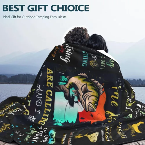 Vista 2 de Manta de pescado, regalos de pesca para hombres, regalos para pescador, manta de pesca de lubina para papá/marido/abuelo, accesorios de pescador