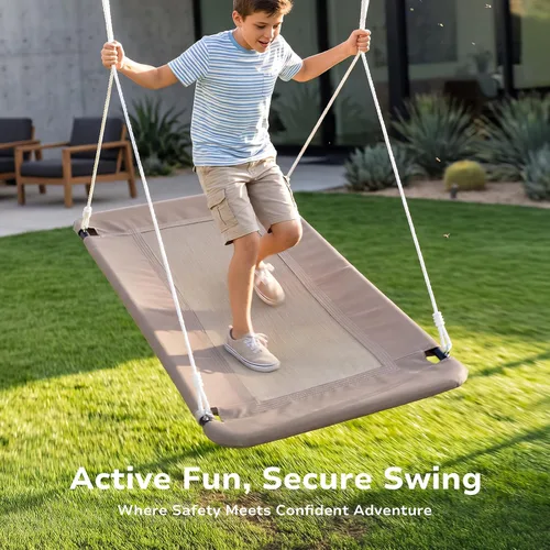 Vista 8 de Trekassy Columpio rectangular extragrande de 60 pulgadas, capacidad de 700 libras, plataforma impermeable para niños y adultos con kit