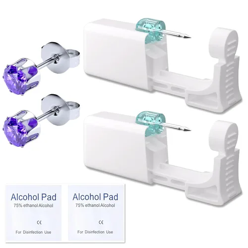 Vista 24 de Kit de perforación de orejas YINPAD - Pistola de perforación desechable cargada previamente con clavos de diferentes estilos de 5MM, kit