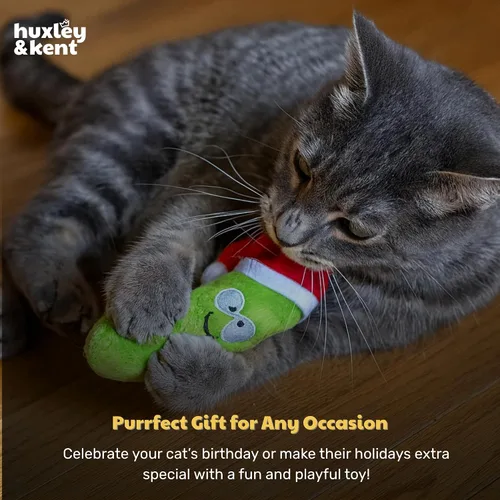 Vista 8 de Huxley & Kent Juguete de peluche para gatos, juguete interactivo de hierba gatera para gatos y gatitos, suave con arrugas y hierba gatera, divertido