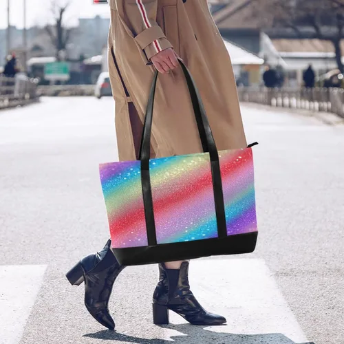 Vista 6 de Rainbow Gradient Glitter maletines profesionales con cremallera para universidad con pañal maletín ejecutivo para mujer