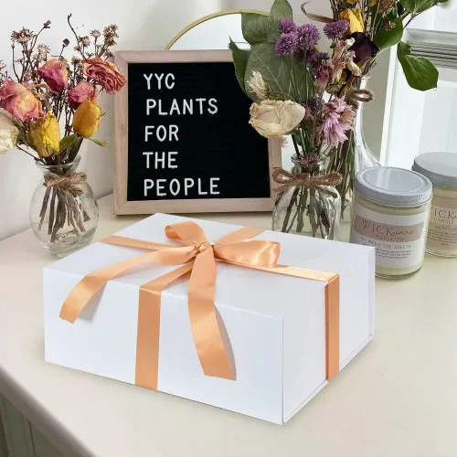Vista 5 de BEISHIDA Caja de regalo blanca de 11 x 9 x 4.4 pulgadas, cajas de regalo con tapas de cierre magnético para embalaje de regalo, Día del Padre, Día