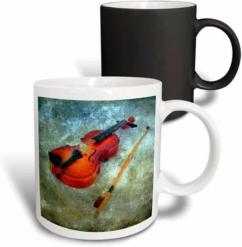 Vista 9 de 3dRose Violin by Angelandspot 15oz Two-Tone Black Mug
