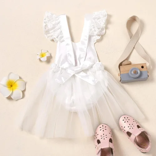 Vista 86 de Traje de bebé niña primer cumpleaños traje de encaje tul mameluco princesa tutú vestido de un año cumpleaños pastel Smash fotografía ropa