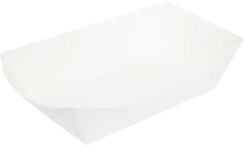 Vista 2 de Restaurantware Bio Tek - Botes de comida de 2 libras, 200 bandejas de papel desechables – Barcos de papel blanco resistentes a la grasa