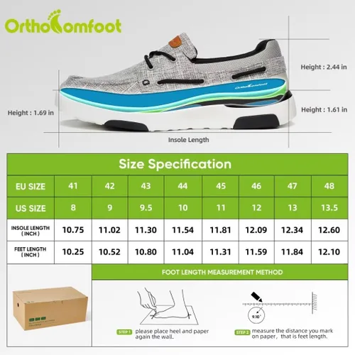 Vista 6 de OrthoComfoot Mocasines ortopédicos sin cordones para hombre mocasines casuales de lona para fascitis plantar con soporte de arco, cómodos zapatos