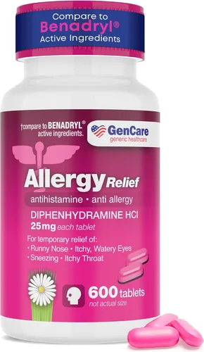 Vista 9 de GenCare Medicina para aliviar la alergia – 100 cápsulas blandas – Difenhidramina 25 mg – Antihistamínicos para adultos para congestión, estornudos
