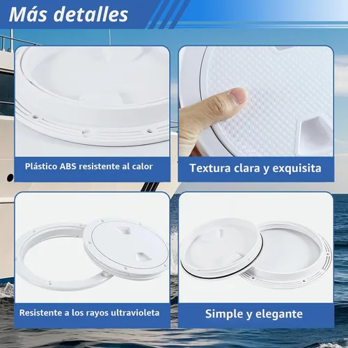 Vista 4 de Hoffen Boat Hatch, 4" 6" 8" Round Non Slip Inspection Hatch w/Detachable Cover for Marine Boat Yacht