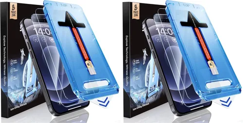 Vista 9 de MAGIC JOHN Paquete de 2 protectores de pantalla de vidrio templado para iPhone 12/iPhone 12 Pro de 6.1 pulgadas, instalación automática