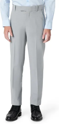 Vista 13 de Calvin Klein Pantalón de vestir bi-stretch de frente lisa para niño, ajuste recto, con presillas para cinturón y bolsillos delanteros Negro