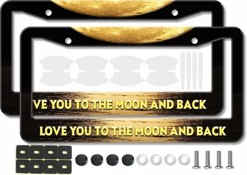 Vista 16 de Marco de matrícula de lunares negros, 2 piezas de soporte decorativo clásico de lunares blancos para placa de automóvil, lindo estilo retro