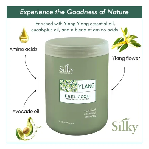 Vista 3 de Ylang Rinse Out - Acondicionador profundo para cabello seco dañado infundido con aceite esencial para humedad y salud, acondicionador sin sulfatos