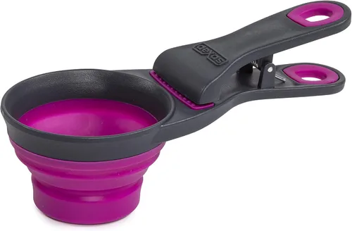 Vista 8 de Dexas Popware - Klip Scoop plegable para mascotas, diseño 3 en 1, conveniente taza medidora, recogedor de alimentos y clip para bolsa, cuchara