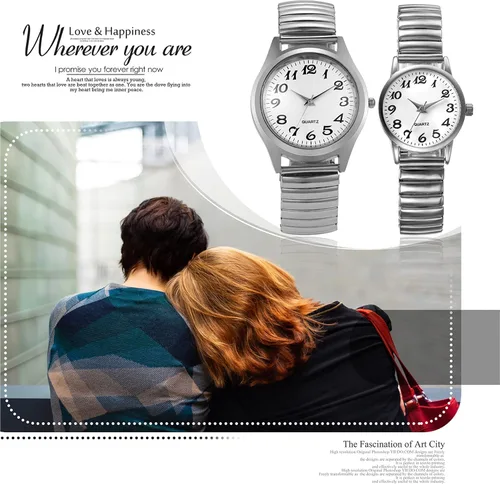 Vista 6 de Avaner Reloj de pulsera con correa elástica reloj de pulsera ultrafino reloj de pulsera analógico de gran número para hombres y mujeres