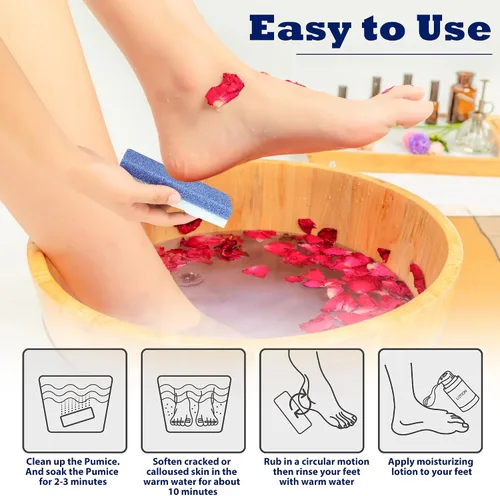 Vista 6 de Paquete de 6 piedras de pumita para pies EWAGOA para remover callos, herramientas de pedicura EWAGOA para pies, exfoliador y limpiador de pies