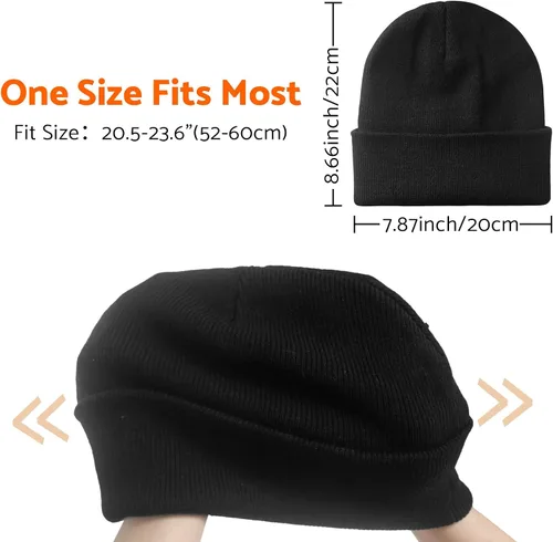 Vista 6 de PFFY Beanie for Men Women Unisex Knit Cuffed Plain Winter Thick Lined Beanies Hats