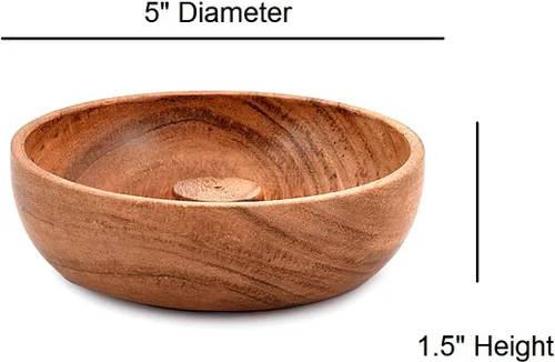 Vista 5 de Samhita Soporte redondo de madera de acacia, quemador de incienso, para cenizas y adorno de aromaterapia para decoración del hogar