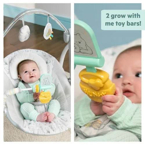 Vista 5 de Bright Starts Disney Baby Winnie The Pooh Milestone Swing, amigos clásicos, diseño plegable con juguetes y melodías, unisex, recién nacido +