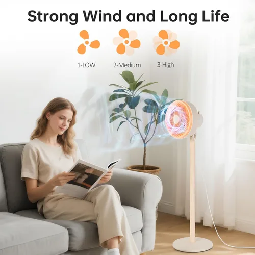 Vista 2 de BEESTAR - Ventilador de pie oscilante de 10 pulgadas 3 adjustable speed levels & height adjustable design, ideal for bedroom, living room, kitchen