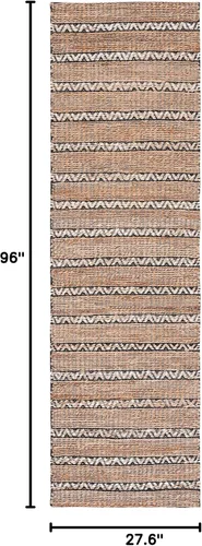 Vista 2 de SAFAVIEH Natural Fiber Collection NFB655Z - Alfombra de pasillo de 2 pies 3 pulgadas x 8 pies, color negro y natural, hecha a mano de yute a rayas