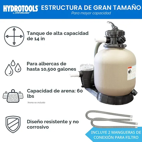 Vista 3 de SWIMLINE HYDROTOOLS Sistema completo de filtro de arena, tanque de 14 pulgadas, para piscinas sobre el suelo y enterradas de hasta 10,500 galones
