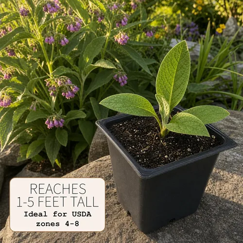 Vista 5 de Smoke Camp Crafts Planta de consuelda, Symphytum officinale, hermosas plantas de punto, decoración de jardín, maceta de 2.5 pulgadas