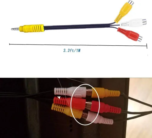 Vista 4 de Adaptador AV, adaptador de entrada de 3 RCA a AV, repuesto de cable adaptador de componente AV para TCL TV -1 M / 3.3 pies