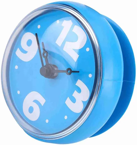 Vista 2 de Relojes de baño Reloj de pared de baño, reloj impermeable al aire libre Reloj impermeable Reloj de ducha, para baño cocina (azul)
