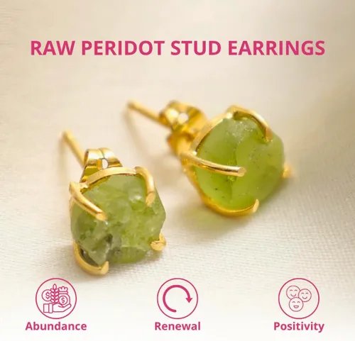 Vista 150 de Gempires Natural Raw Prong Setting Stud Earrings, 8-10 mm Crystals Earring, Handmade Jewelry, Gift for Her