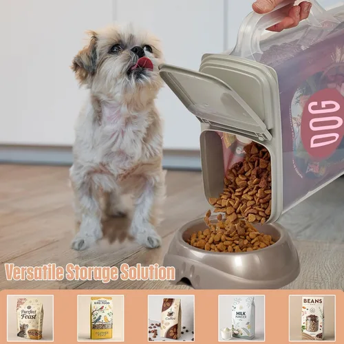 Vista 4 de Buddeez Contenedor de almacenamiento de alimentos para mascotas – Contenedor de comida para perros y gatos y semillas de pájaros con capacidad de 8