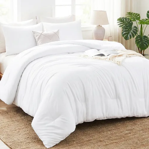 Vista 20 de CozyLux - Juego de edredón beige tamaño individual/individual XL, 2 piezas de juego de cama extra largo sólido transpirable acolchado, juego de cama
