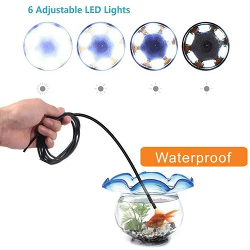 Vista 6 de SunshineFace Industrial Endoscope Borescope Inspection Camera, HD USB Endoscope 7mm Lens 6 LED Lights Support MicroUSB Type-C USB Interface
