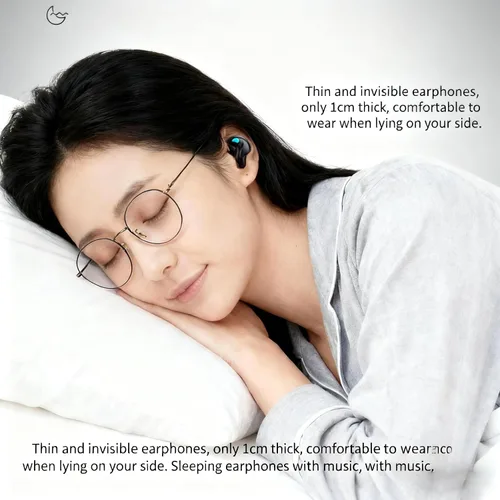Vista 2 de Auriculares intrauditivos inalámbricos Bluetooth para dormir, mini auriculares invisibles con pantalla digital LED, funda de carga, adecuados