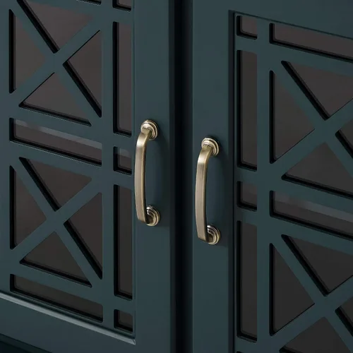 Vista 7 de WALKER EDISON Moderno aparador de madera con puerta de cristal para sala de estar o vestíbulo, consola de servicio y almacenamiento con puertas