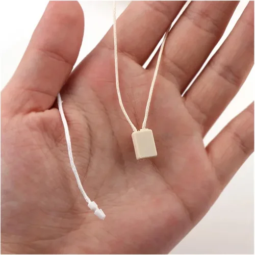 Vista 6 de 600PCPlastic Hang Tag Seal String con Bullet Plug Cera Línea Cable Snap Head Loop Lock Buckle Fashion Bag Price Rope Fasteners(Pure White)