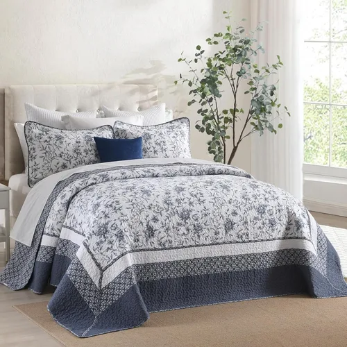 Vista 13 de Colcha Queen de Tamaño Extragrande 102x120 pulgadas - Juego de Edredón Queen de Tamaño Extragrande Reversible con Diseño Floral Botánico de Granja