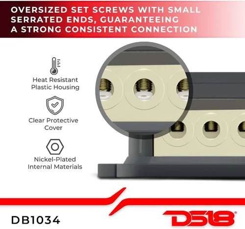 Vista 2 de DS18 DB1034 Bloque de distribución 1X0-GA en salida 3X4-GA para amplificadores de coche