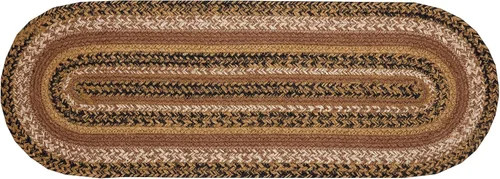 Vista 5 de VHC Brands Kettle Grove - Camino de mesa ovalado con textura de yute primitivo, color bronceado, a rayas, 8 x 24 pulgadas