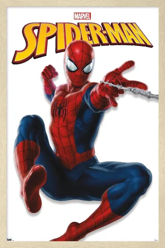 Vista 7 de Trends International Marvel Comics - Póster de pared de la serie Spider-Man, 22.4 pulgadas de largo x 14.7 pulgadas, versión enmarcada de madera
