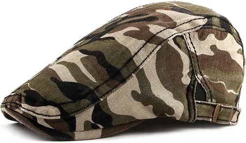 Vista 10 de Newsboy - Gorra de algodón para hombre, diseño de camuflaje, ajustable, ajustable, plano, suave, para caza y golf