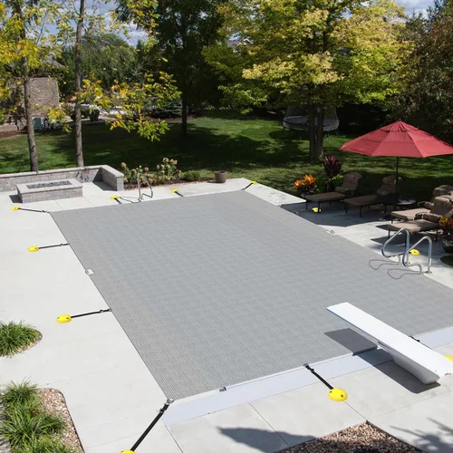 Vista 5 de ECOOPTS Cubierta de piscina de 8 x 8 pies para piscina enterrada, cubierta de seguridad rectangular para piscina de invierno con kit de herramientas