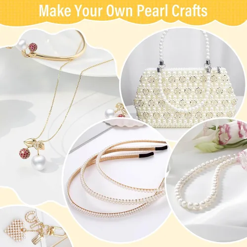 Vista 5 de Audab Cuentas de perlas para hacer pulseras, 970 cuentas espaciadoras de perlas y doradas para hacer joyas