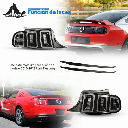 Vista 6 de WOLFSTORM Luz trasera LED para Ford Mustang 2010-2014 con diseño de función de señal de giro secuencial, luz de circulación diurna, montaje