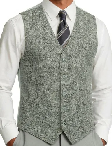 Vista 10 de JEMITOP Chaleco de vestir ajustado con textura ligera para hombre Beige