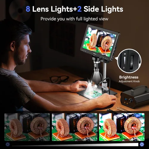 Vista 7 de TOMLOV Microscopio Digital DM9 Max: 20MP 10.1" 1500X HD IPS HDMI Microscopio Lupa de Monedas para Monedas con Errores con Pantalla, Microscopios