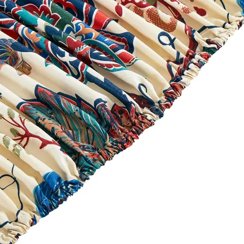 Vista 7 de Chezmoi Collection Paradise - Juego de sábanas florales de 3 piezas, multicolor, azul, rojo, naranja, crema, de microfibra con bolsillo profundo