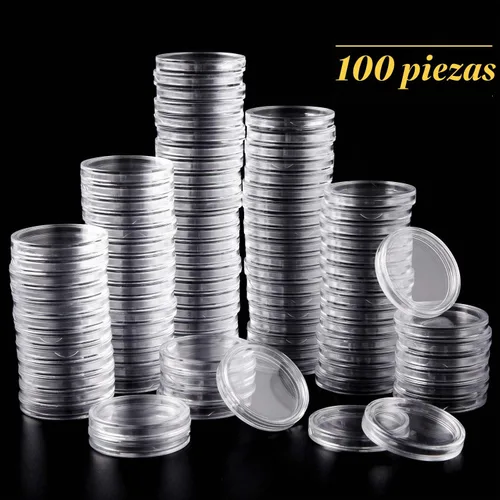 Vista 6 de 100 unidades de 0.984 in para monedas con caja organizadora de almacenamiento de plástico para suministros de colección de monedas