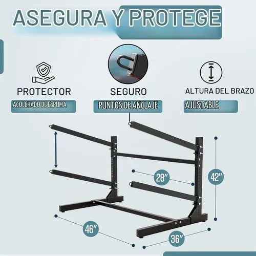 Vista 4 de Teal Triangle Estante de almacenamiento ajustable independiente para kayak Negro