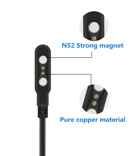 Vista 3 de Cable cargador de reloj inteligente, universal de 2 pines 0.112 in, cable de carga USB de succión magnética para reloj inteligente, cable de carga